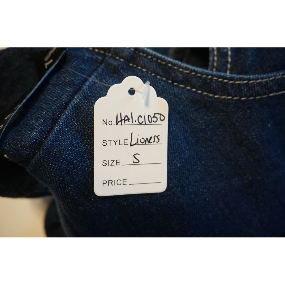 Lioness Dark Wash Denim Open Back Tie Bow Crop Top Small - Picture 12 of 12